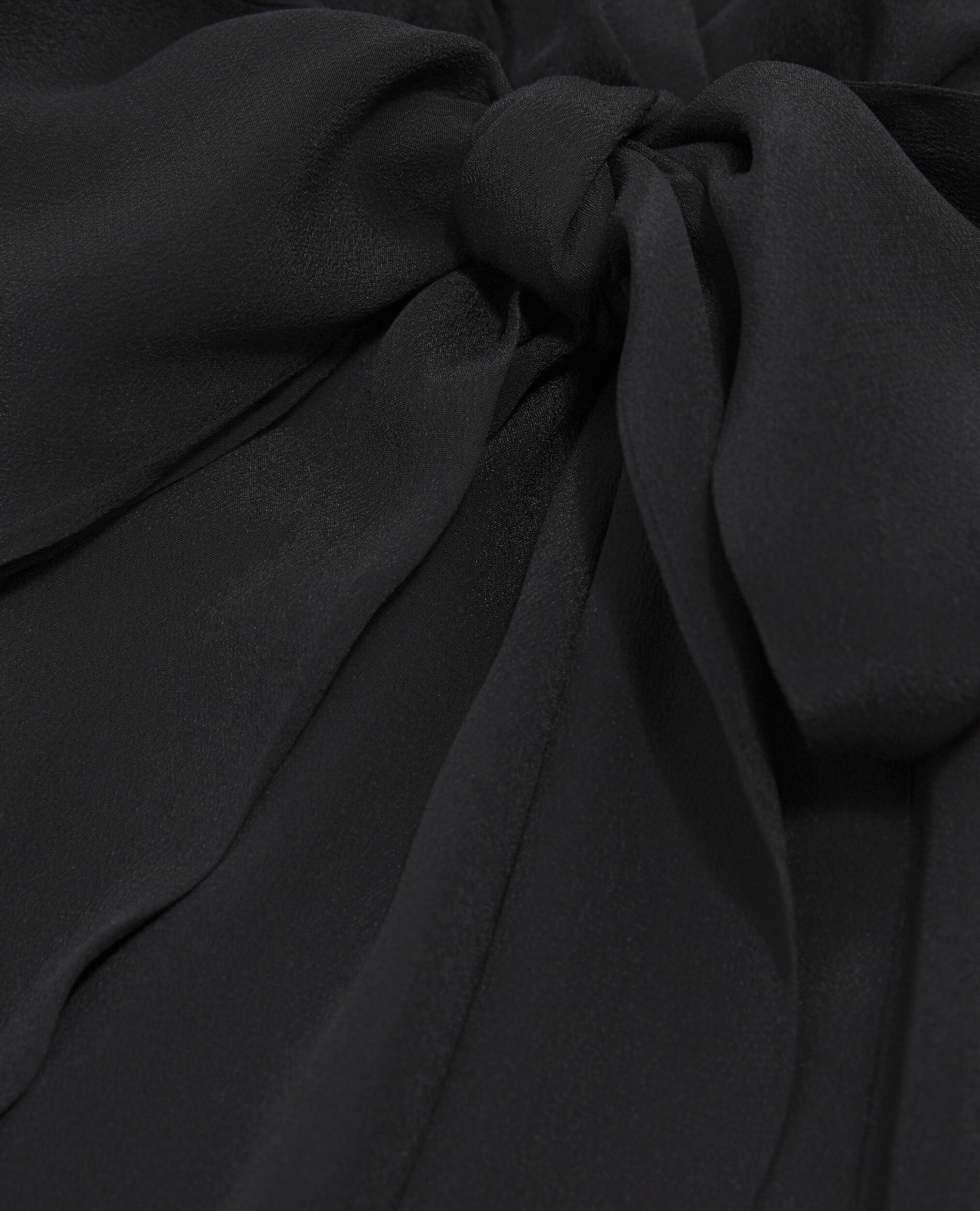 Short belted kimono dress in silk viscose, BLACK, hi-res image number null