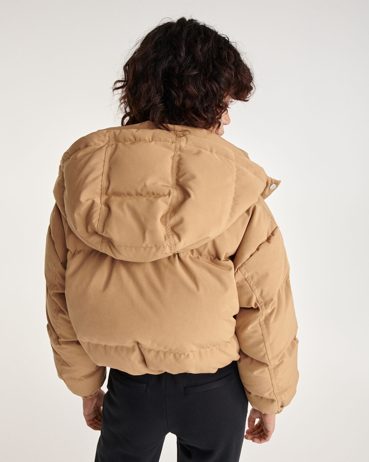 The Kooples F BEIGE quilted beige down jacket with belt