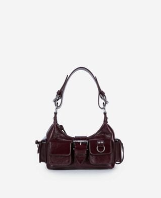 The Kooples WOMEN BORDEAUX amelia small bag in burgundy cracked leather