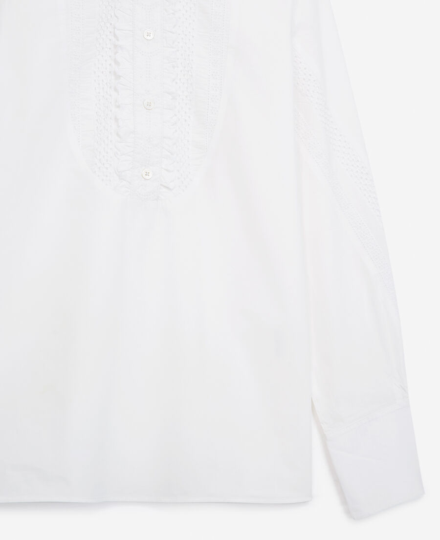chemise blanche coton broderie manche