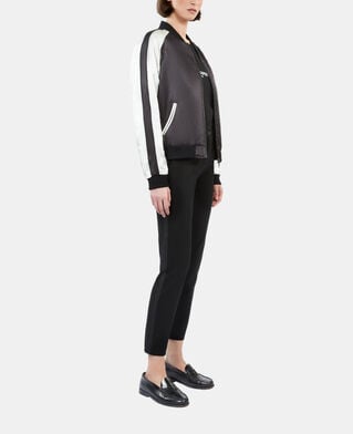 The Kooples MUJER BLACK chaqueta satinada negra blanca bordado dragon