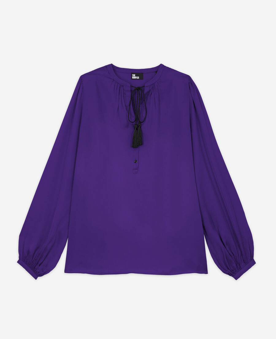 camisa manga abombada violeta