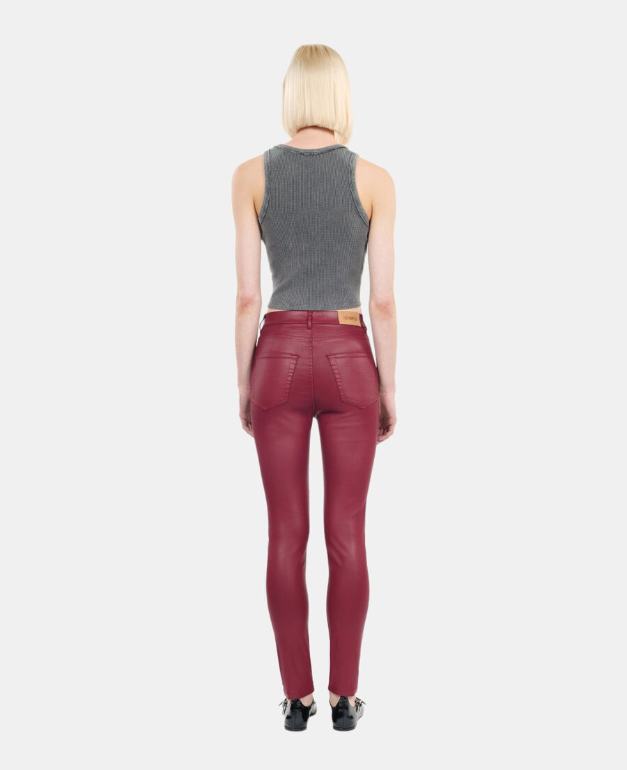 The Kooples F DARK RED red leather-effect skinny jeans