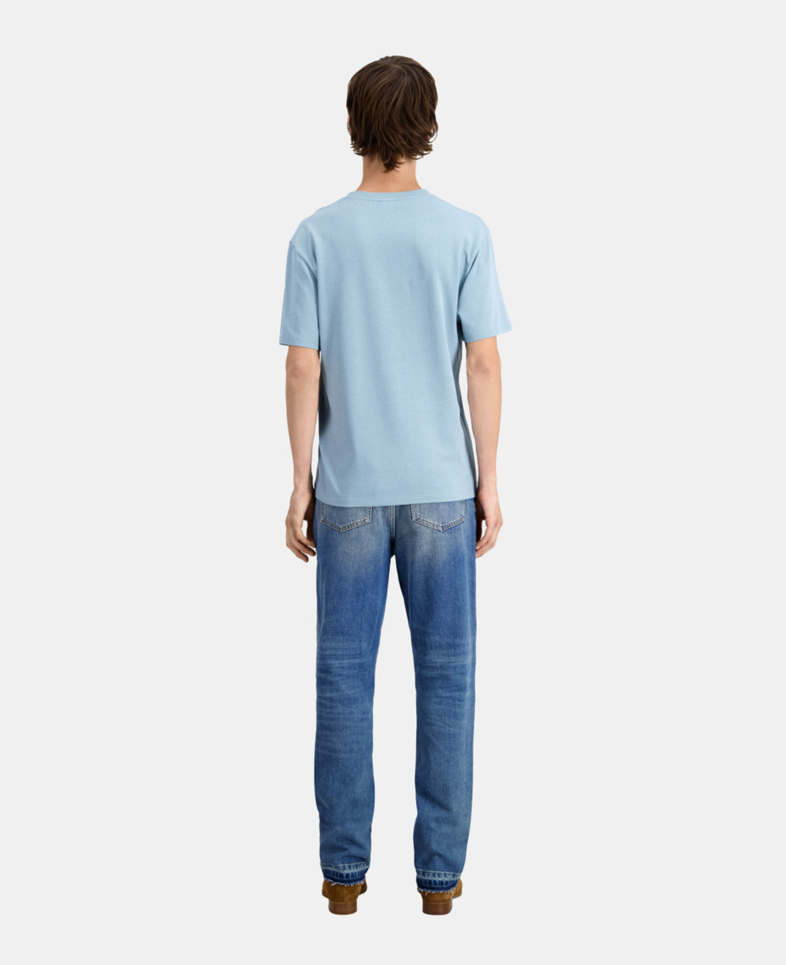 The Kooples MEN BLUE GREY blue t-shirt with dagger through heart embroidery