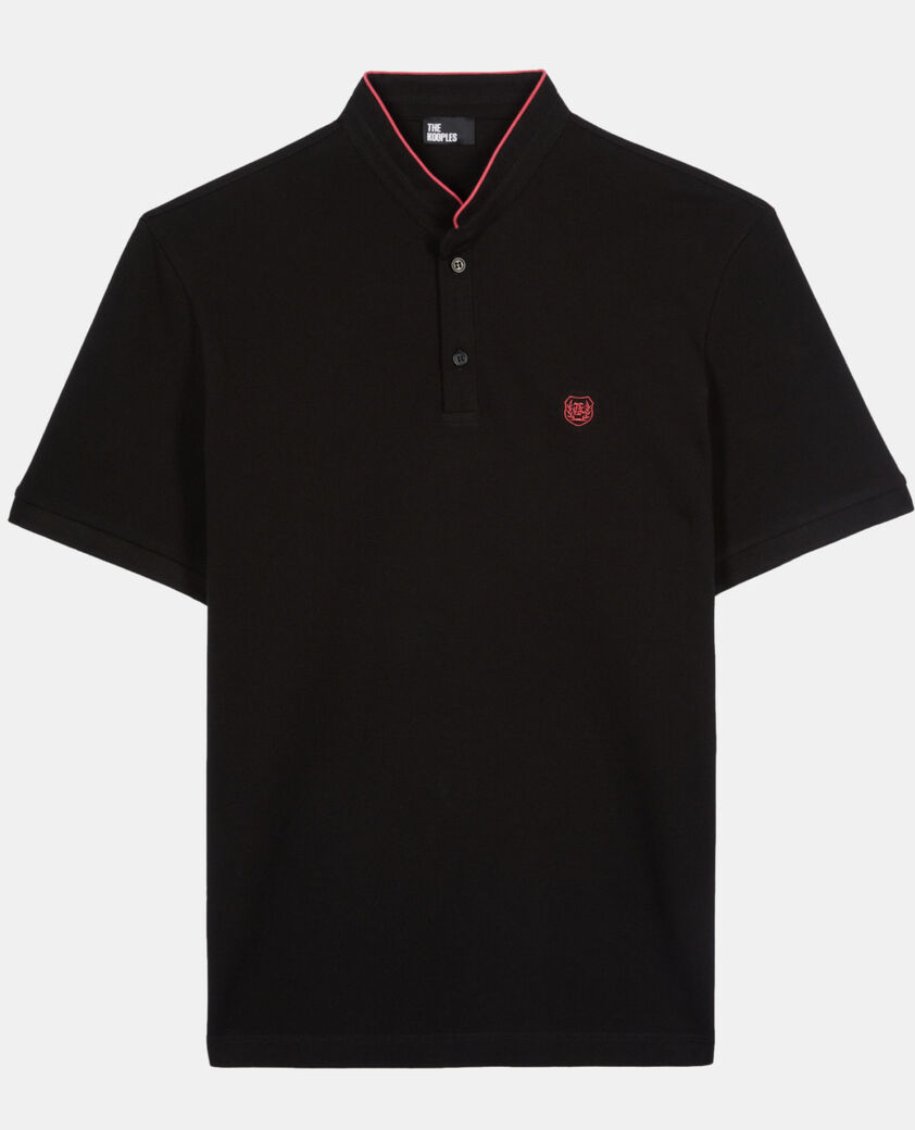 The Kooples HOMME NOIR ROSE polo en coton piqu&eacute; noir