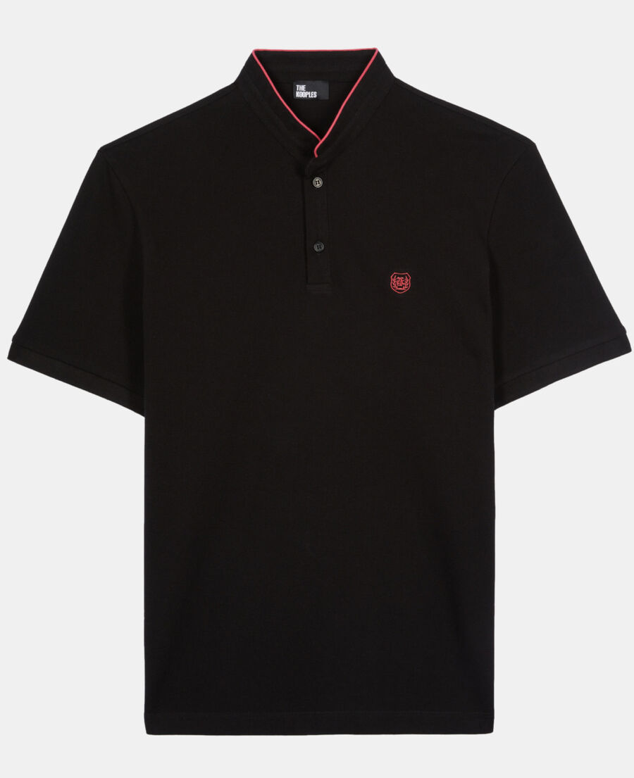 The Kooples MEN NOIR ROSE black pique cotton polo t-shirt