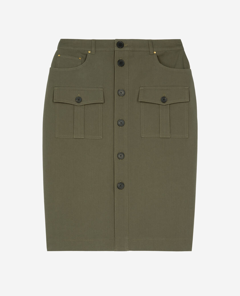 The Kooples FEMME KAKI jupe cargo midi kaki