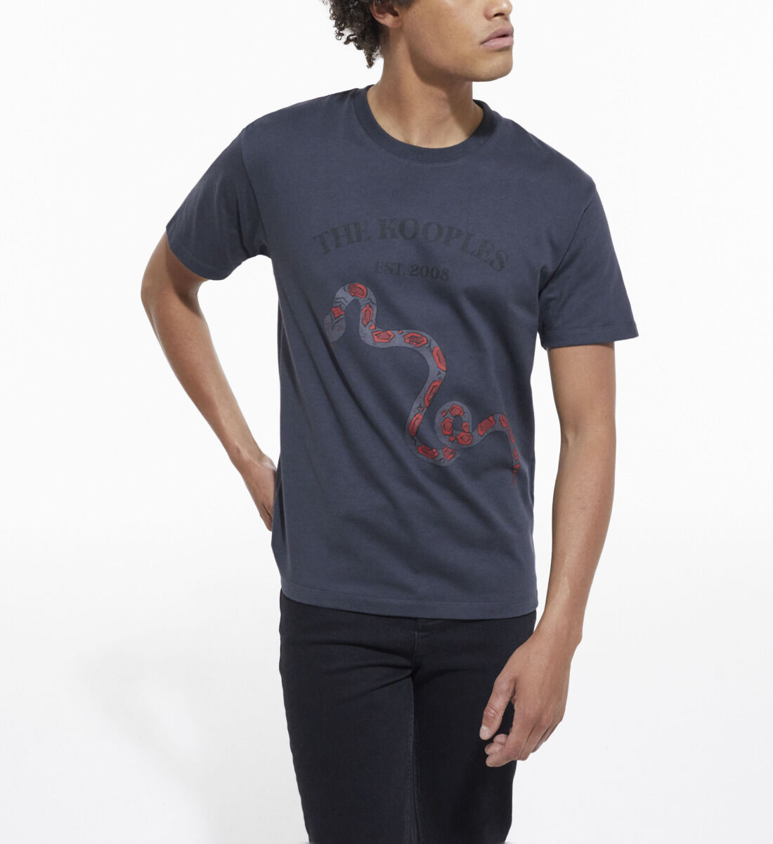 Black T shirt with screen print The Kooples US