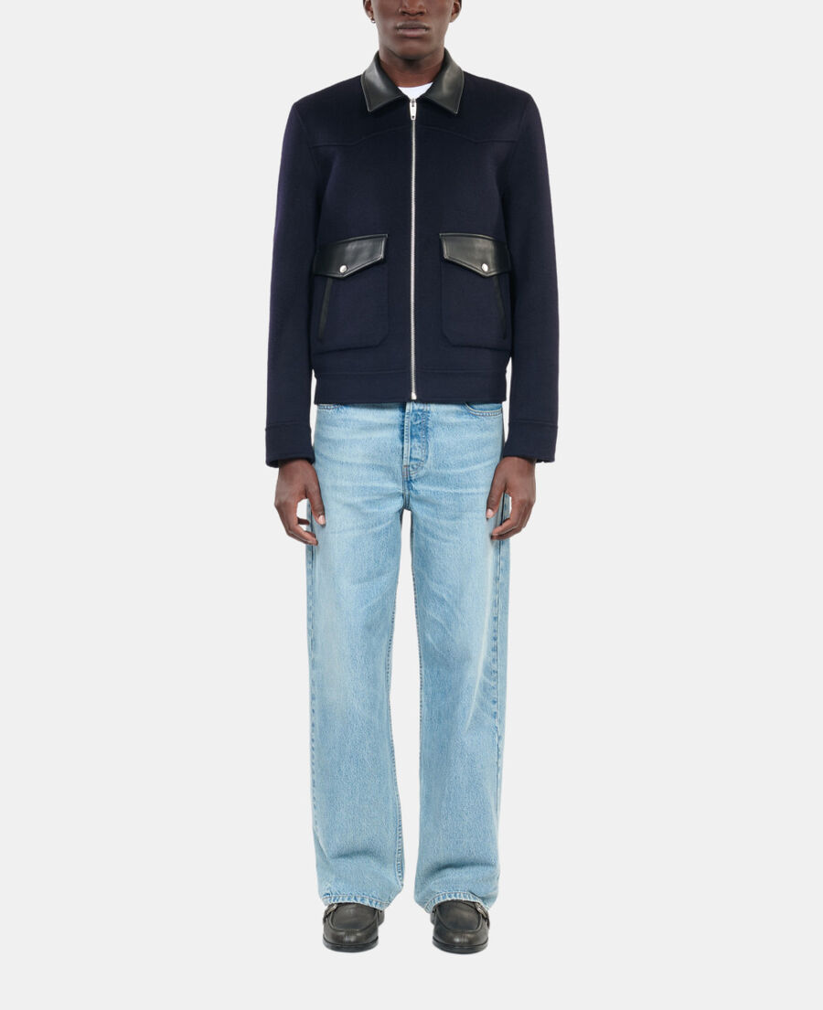 The Kooples MEN NAVY navy blue double-faced wool jacket