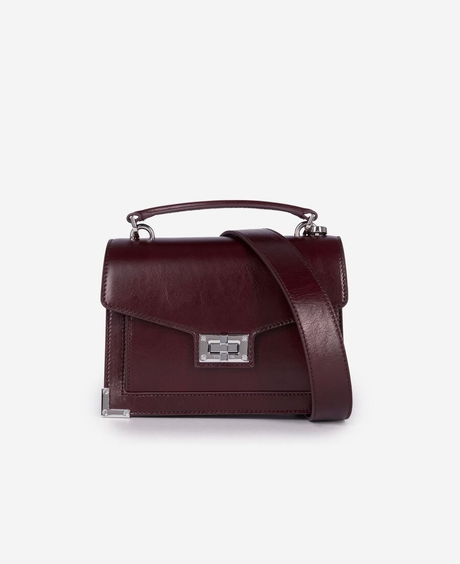 The Kooples F BORDEAUX emily small bag in burgundy cracked leather