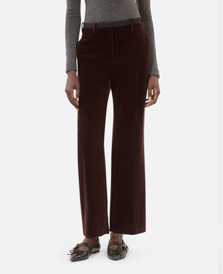 The Kooples FEMME BROWN pantalon tailleur droit en velours c&ocirc;tel&eacute; marron