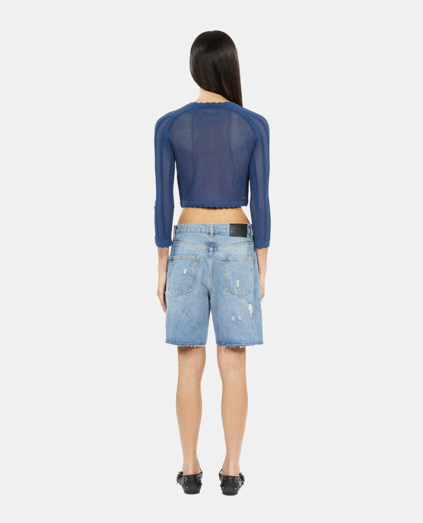 The Kooples WOMEN MEDIUM BLUE denim bermuda shorts