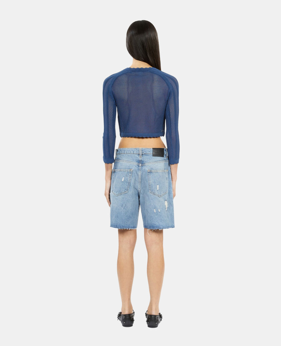 The Kooples WOMEN MEDIUM BLUE denim bermuda shorts