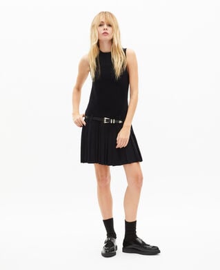 The Kooples DAMEN DARK NAVY kurzes kleid aus plissierter maschenware in marine