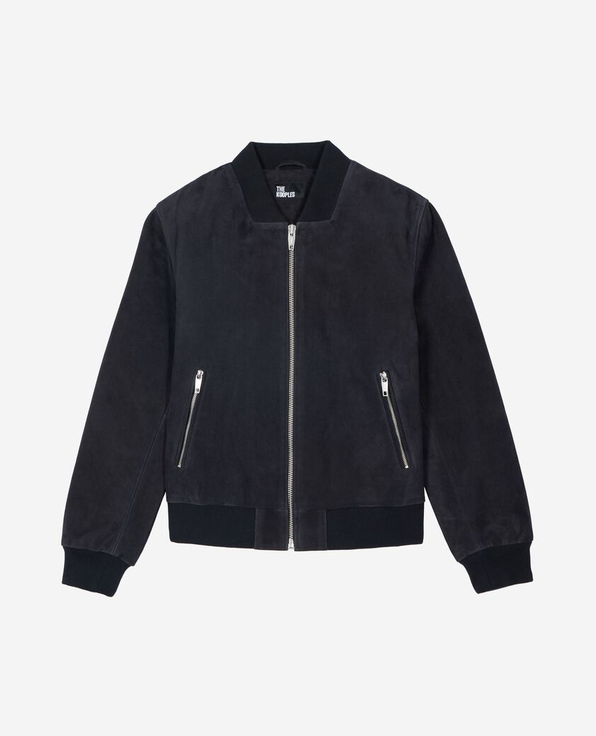 The Kooples HERREN DARK NAVY bomberjacke aus blauem wildleder