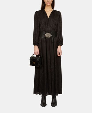 The Kooples WOMEN BLACK wide black leather belt with flower buckle