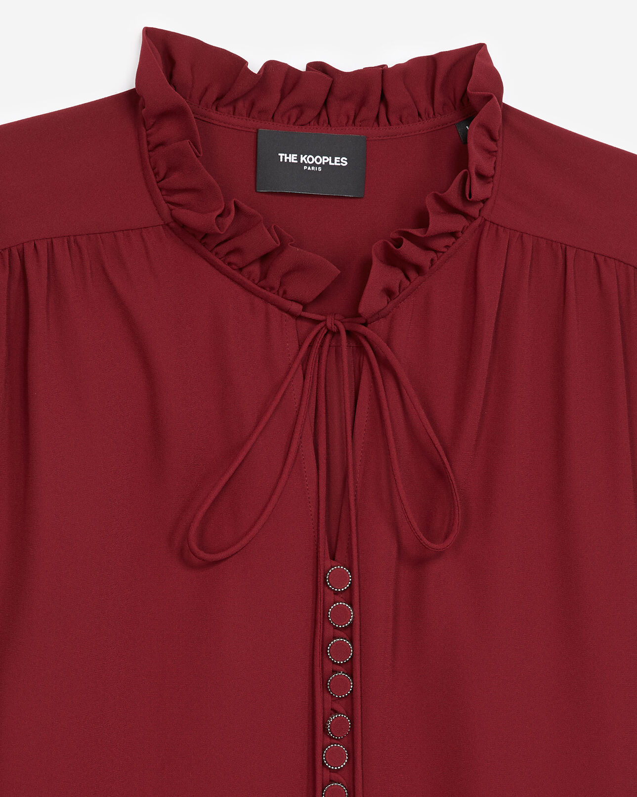 The Kooples DAMEN BURGUNDY fließendes bordeauxrotes hemd mit volants