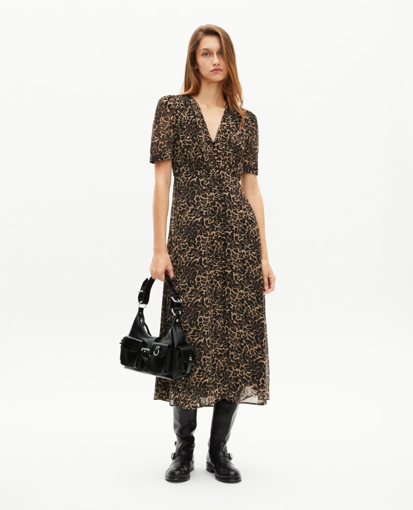 The Kooples DAMEN LEOPARD langes kleid mit leopardenmuster