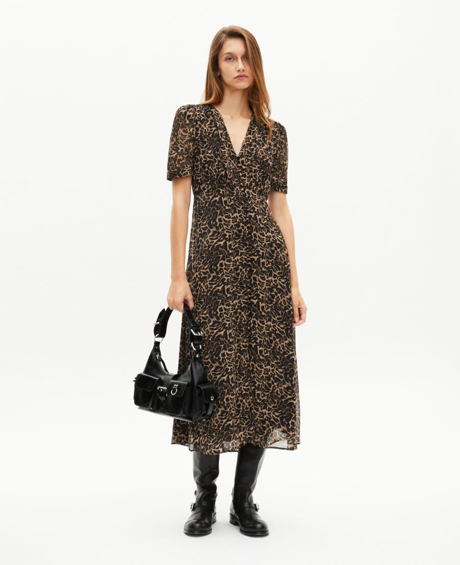The Kooples DAMEN LEOPARD langes kleid mit leopardenmuster