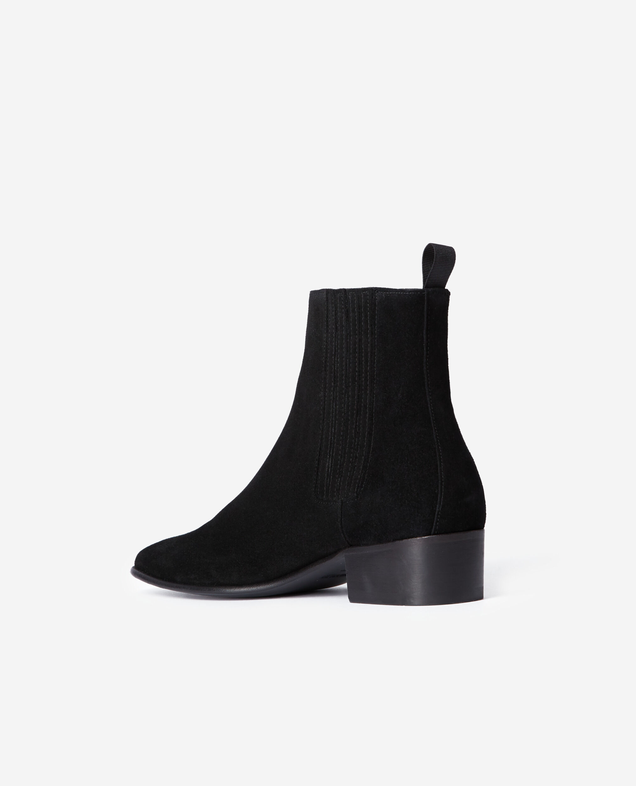 Black suede leather boots, BLACK, hi-res image number null