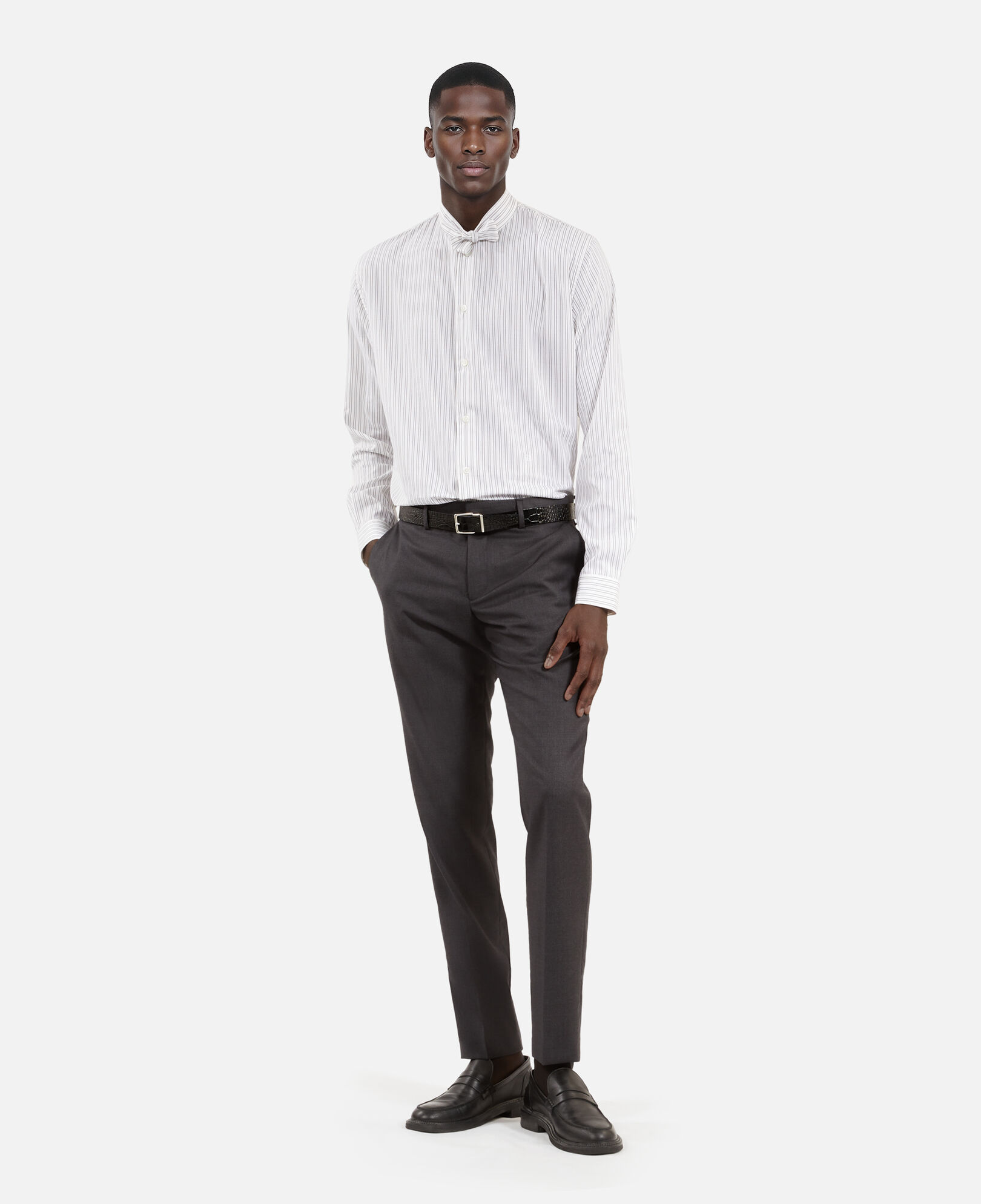 The Kooples HOMBRE BLACK WHITE camisa rayas finas blanca