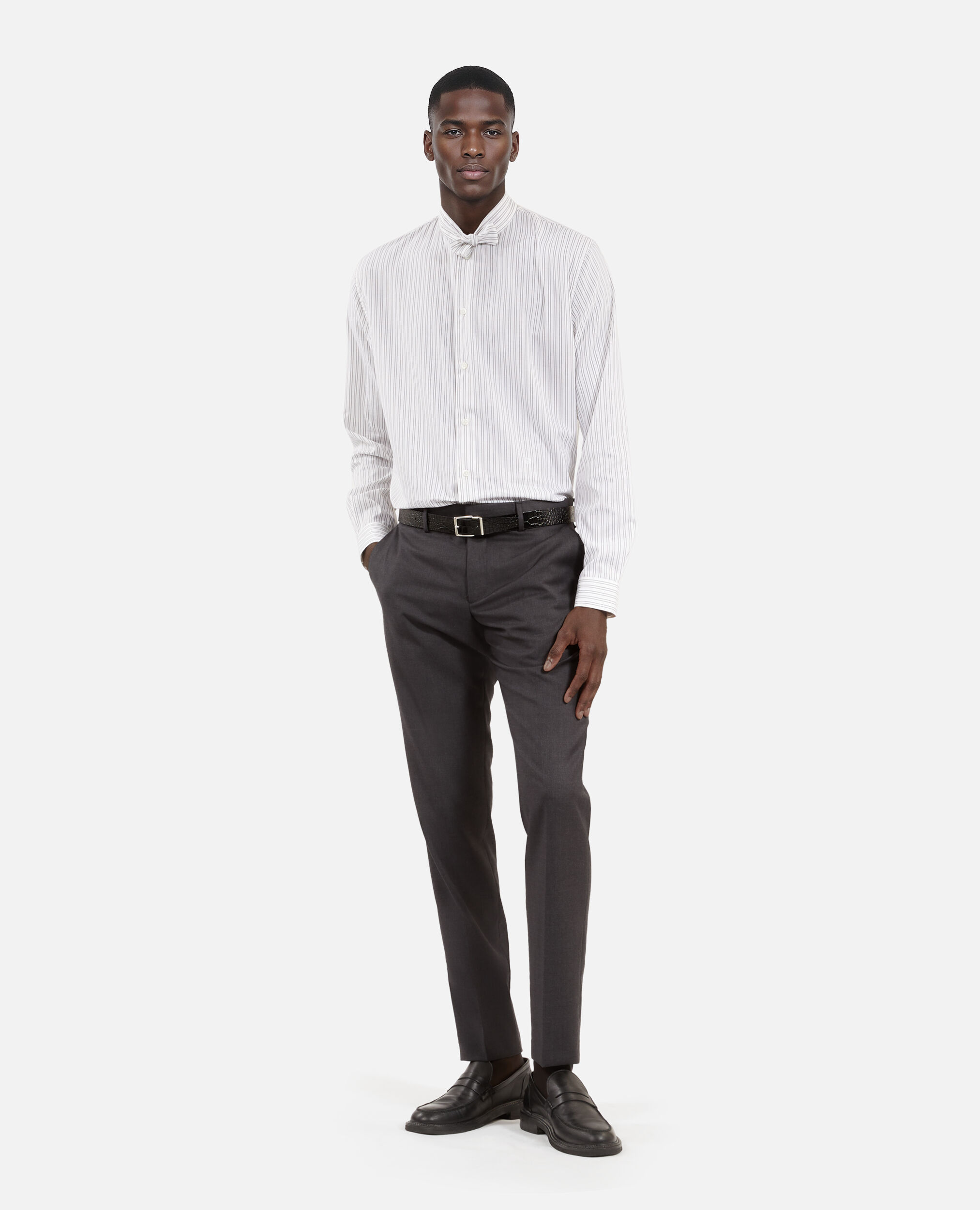 Camisa rayas finas blanca, BLACK WHITE, hi-res image number null