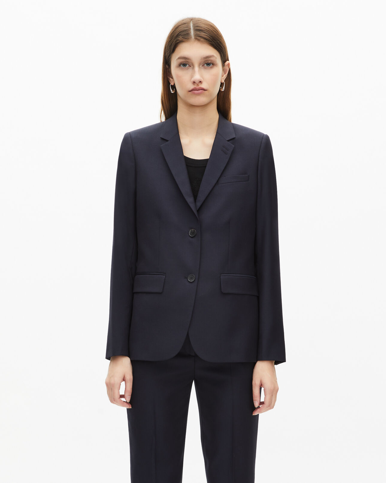 The Kooples DAMEN NAVY marineblaue slim-fit-anzugjacke aus wolle