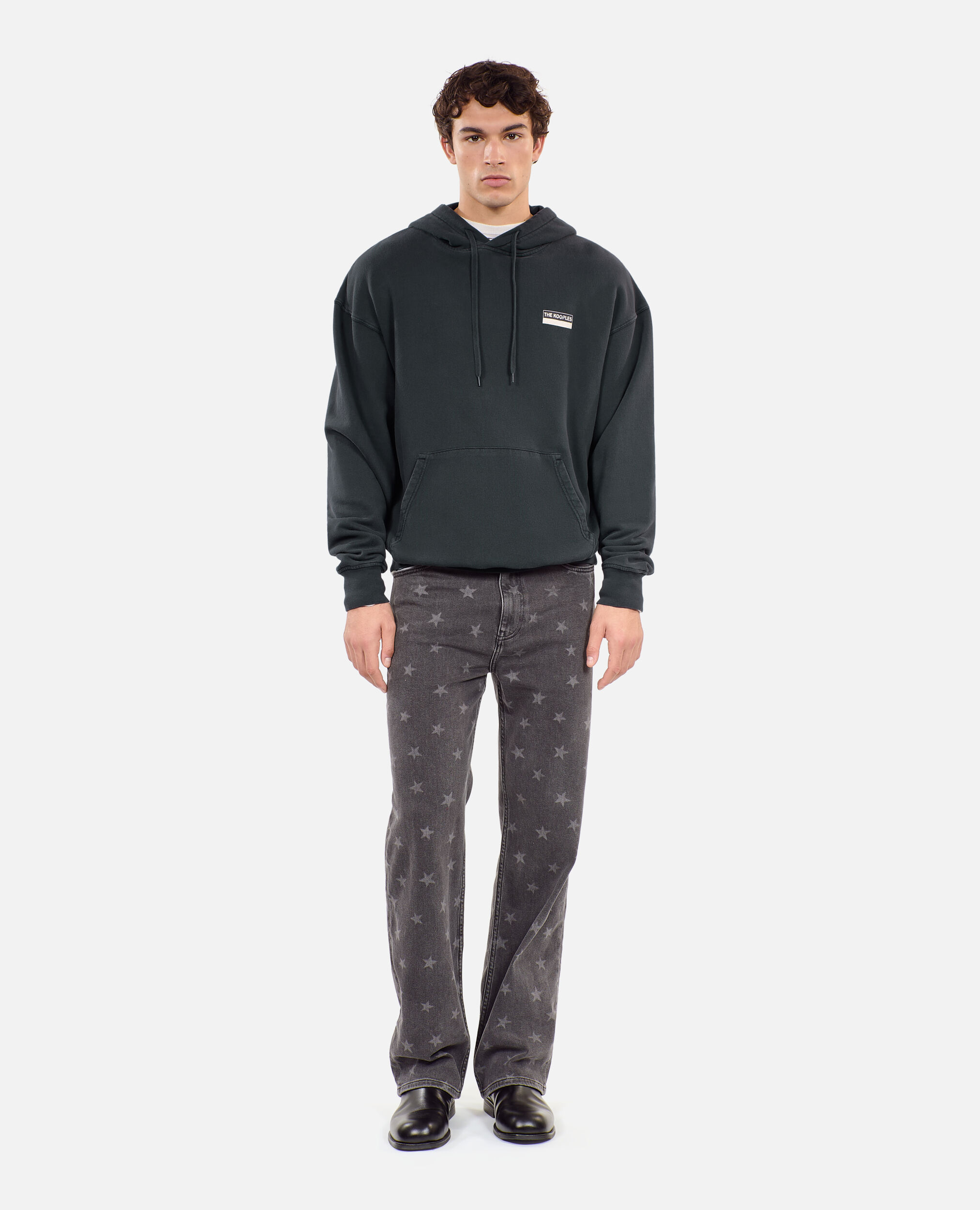 Sweatshirt a capuche avec serigraphie noir The Kooples France