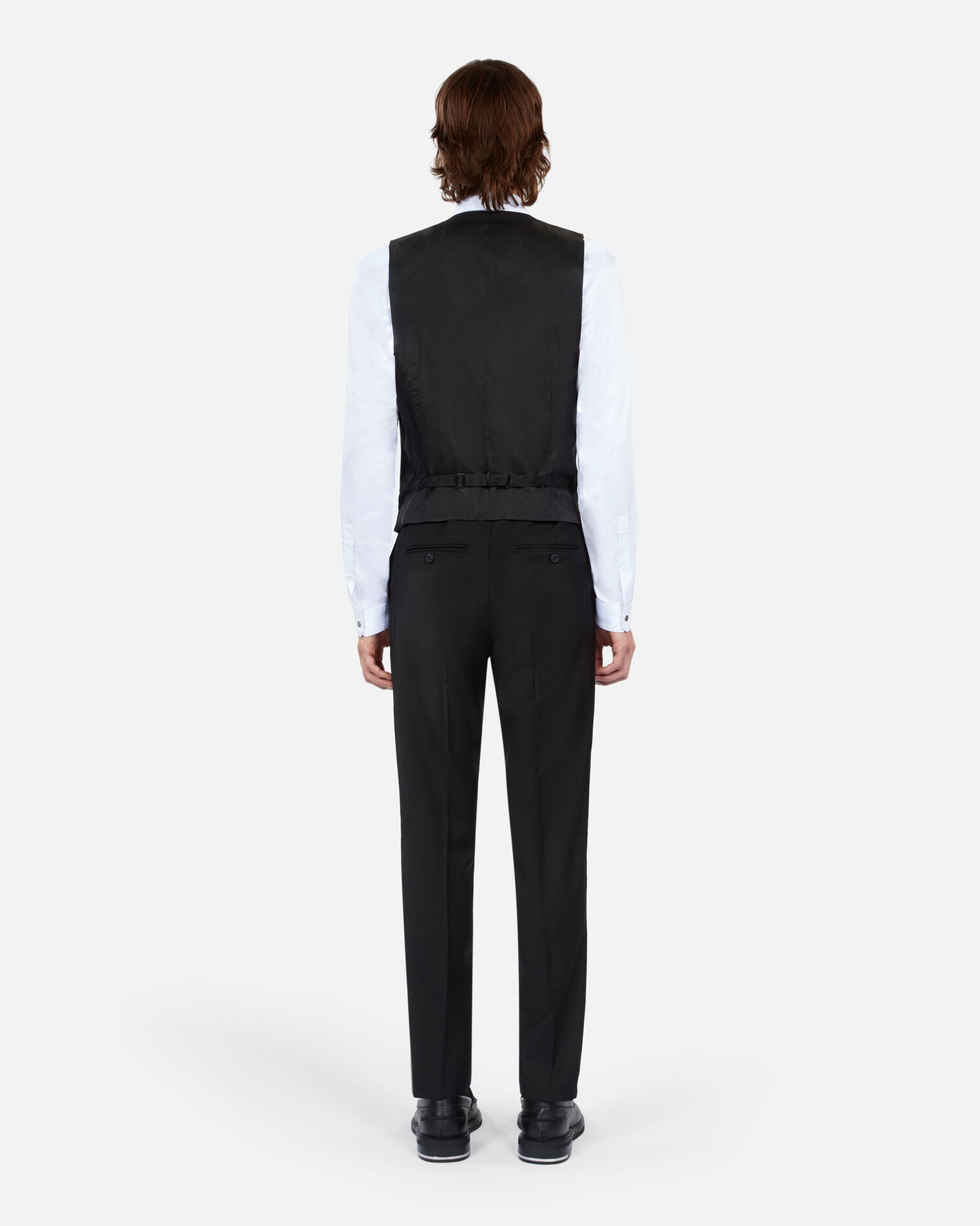 Black wool suit waistcoat, BLACK, hi-res image number null