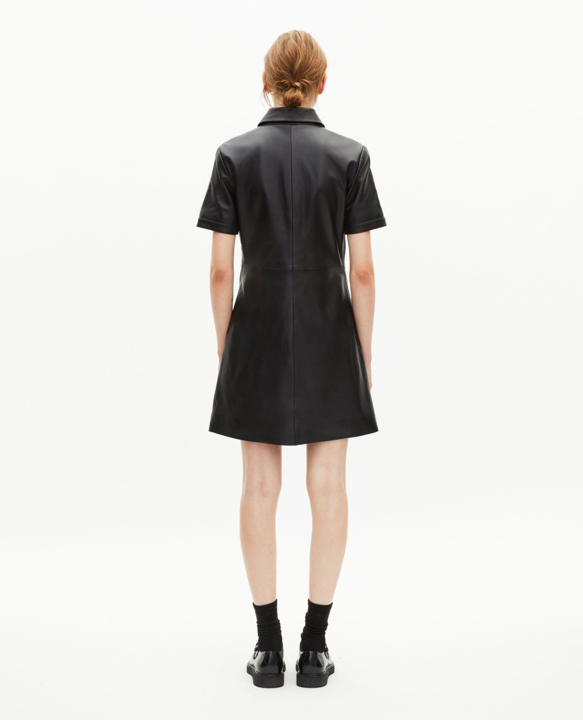 Robe courte en cuir noire, BLACK, hi-res image number null