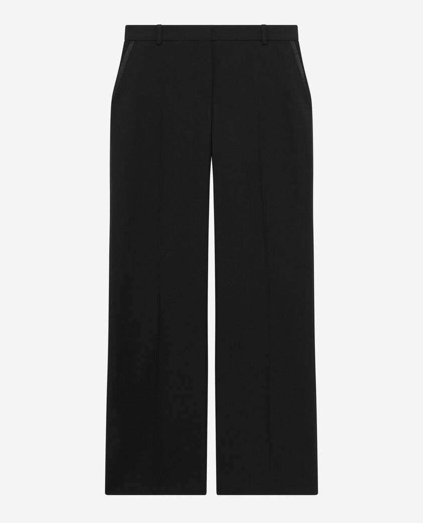 The Kooples MUJER BLACK pantalón sastre de pierna ancha con detalle de satén negro