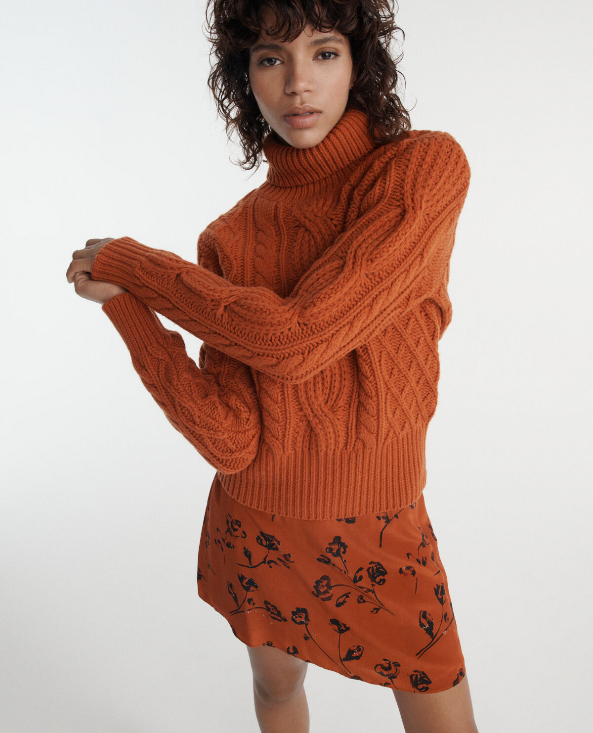 Rust mock neck clearance sweater