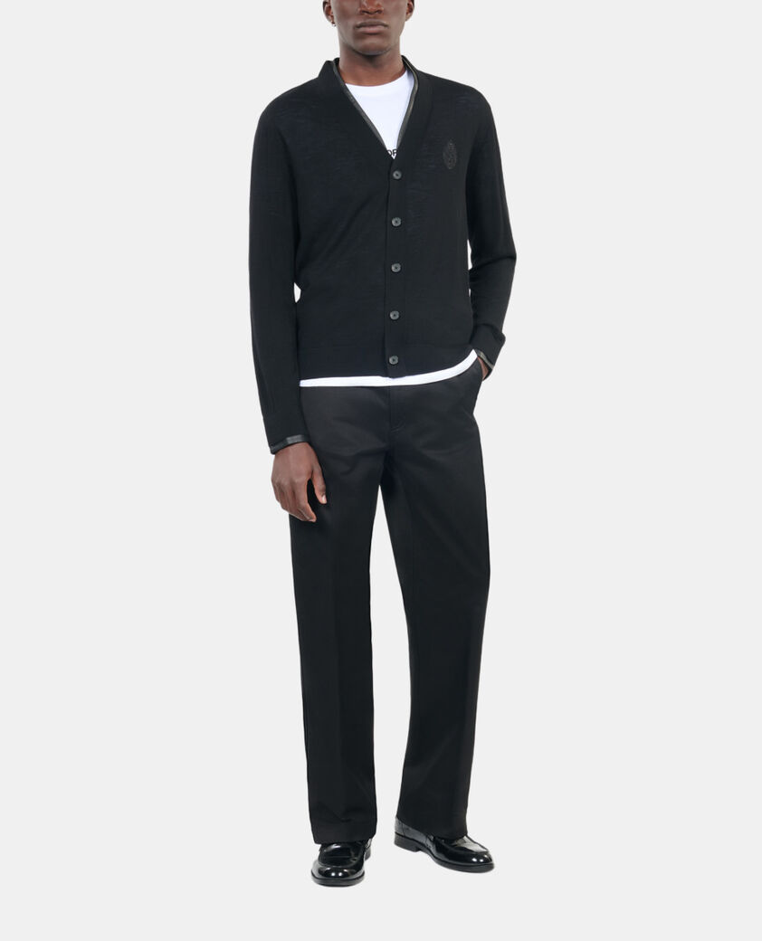 The Kooples HOMME BLACK cardigan en laine merinos noire