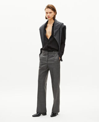 The Kooples FEMME BLACK pantalon tailleur droit en pied de puce noir et gris