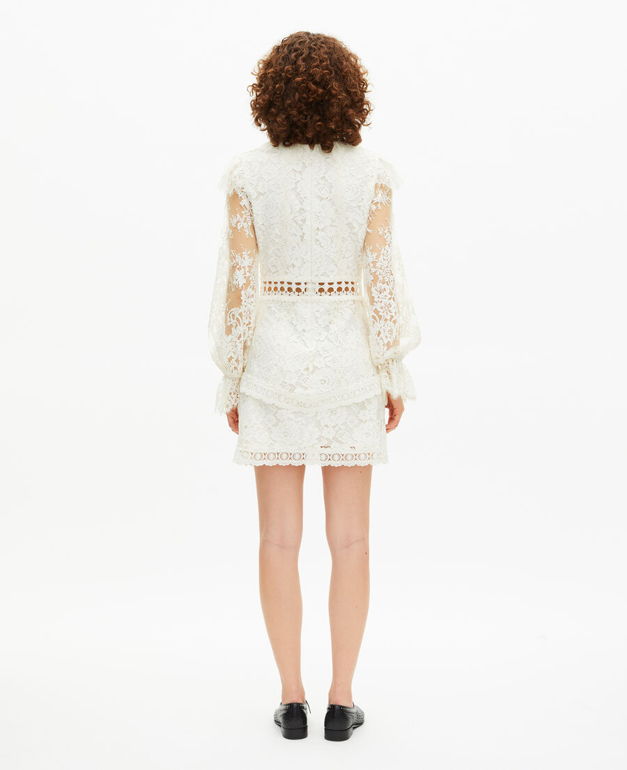 The Kooples F WHITE short dress in ecru lace