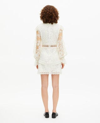 The Kooples F WHITE short dress in ecru lace