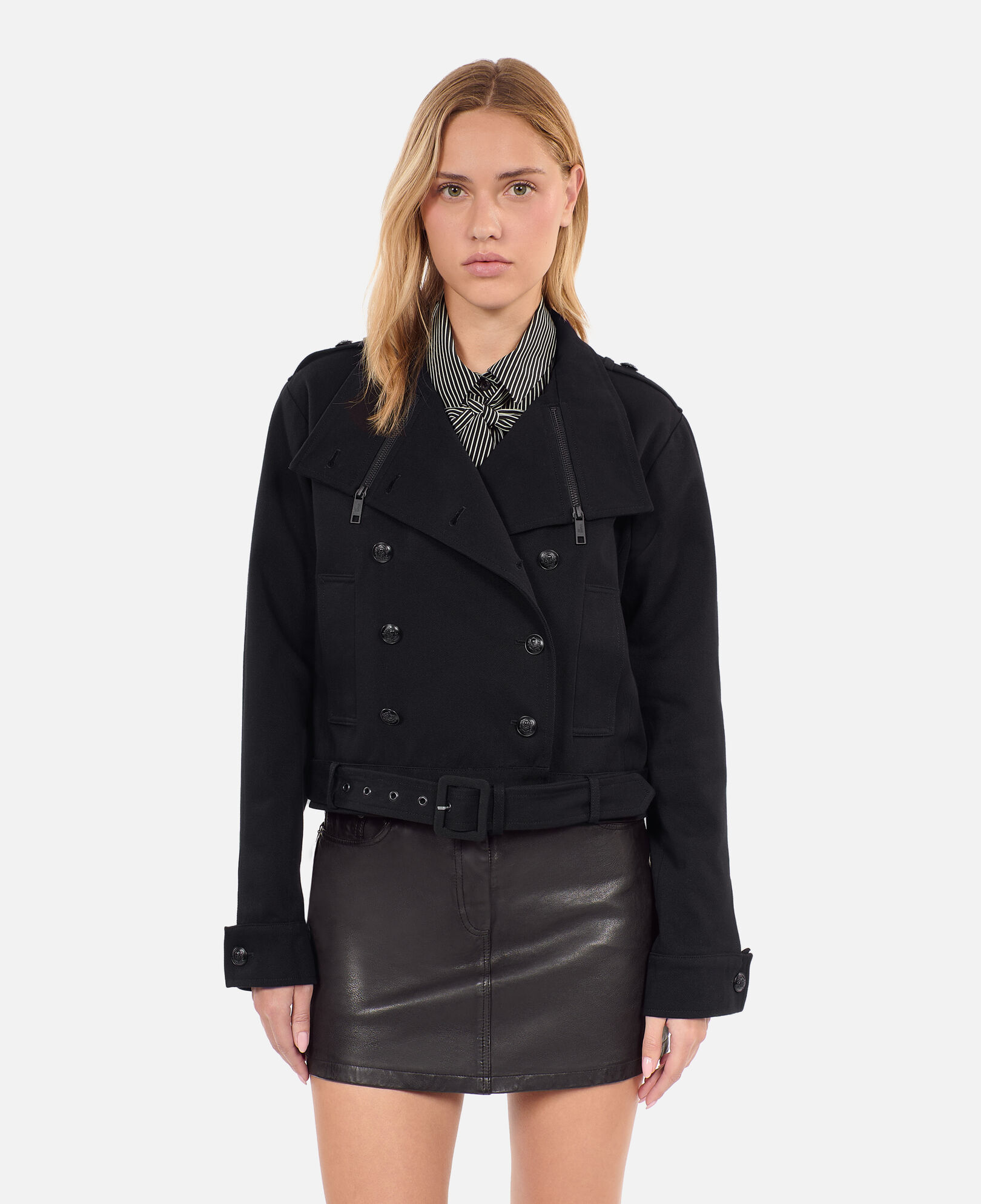 The Kooples FEMME BLACK blouson style trench noir