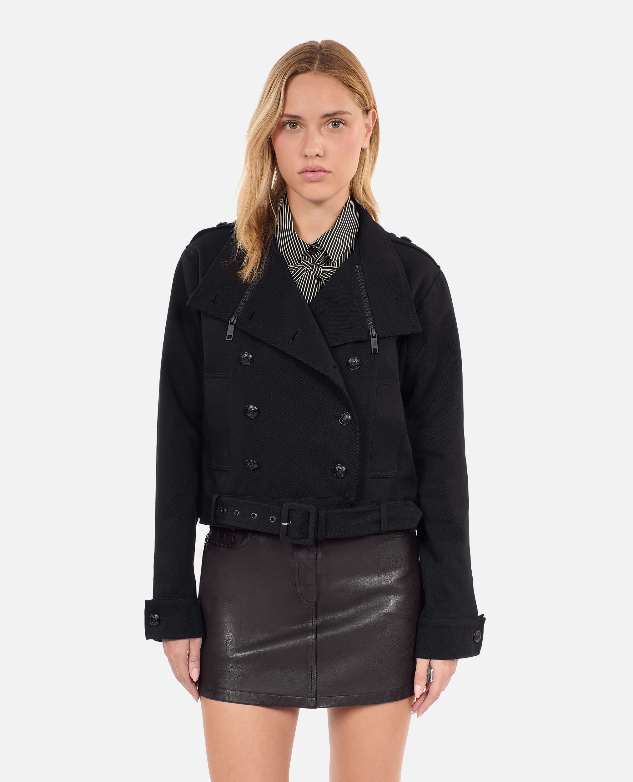 Blouson style trench noir, BLACK, hi-res image number null