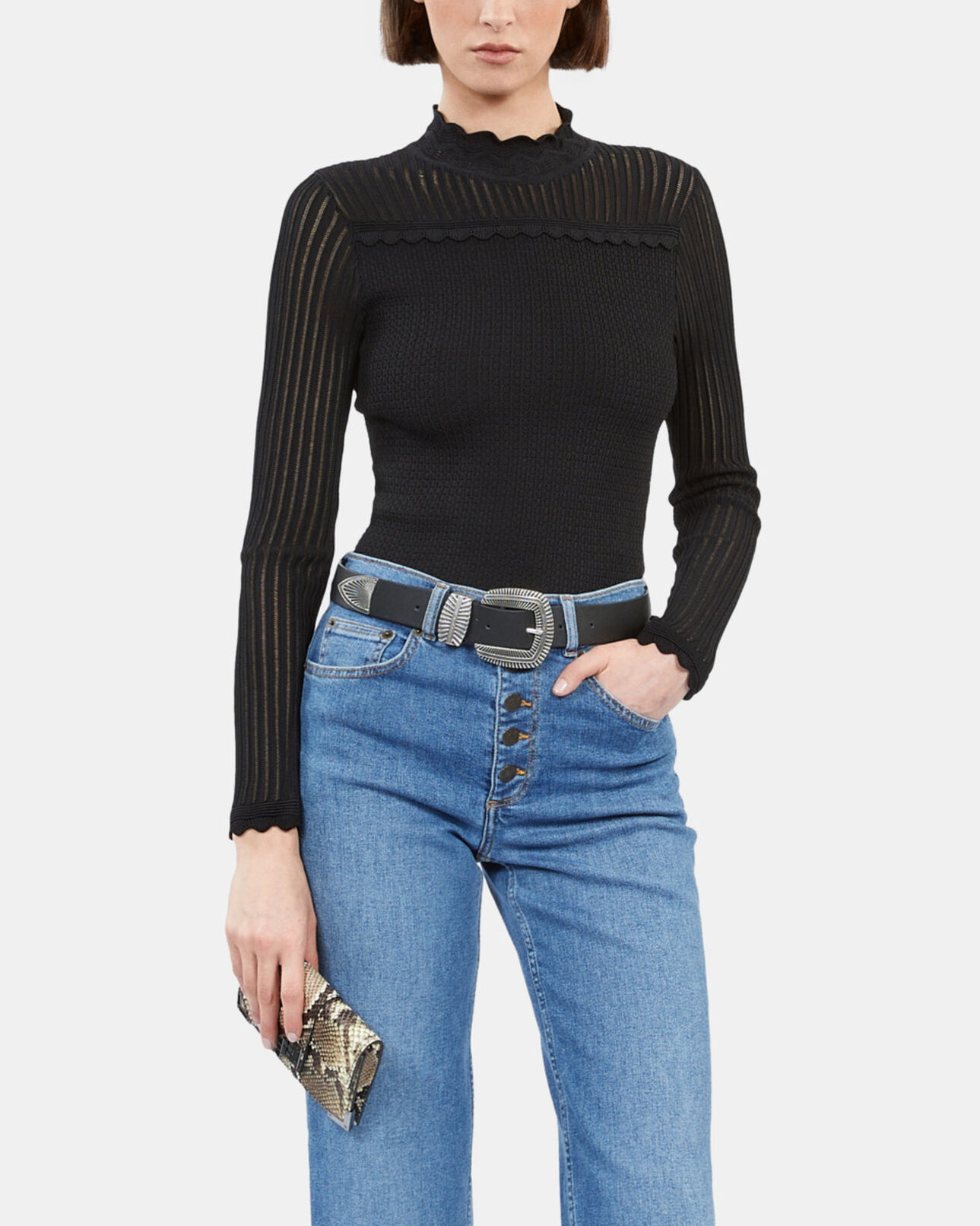 The Kooples FEMME BLUE DENIM jean large bleu
