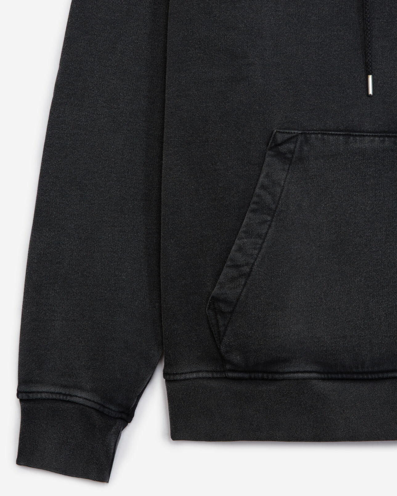 The Kooples MEN BLACK WASHED faded black cotton hoodie with logo