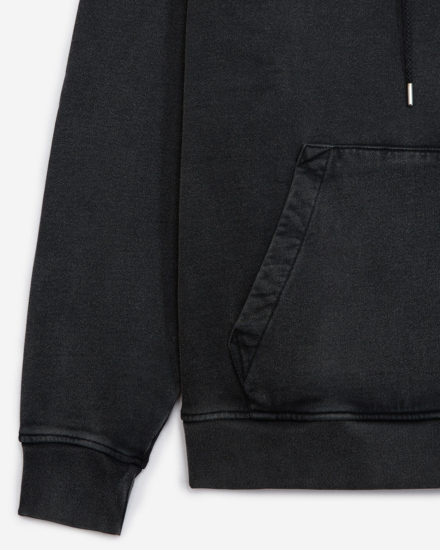 Faded black cotton hoodie with logo, BLACK WASHED, hi-res image number null