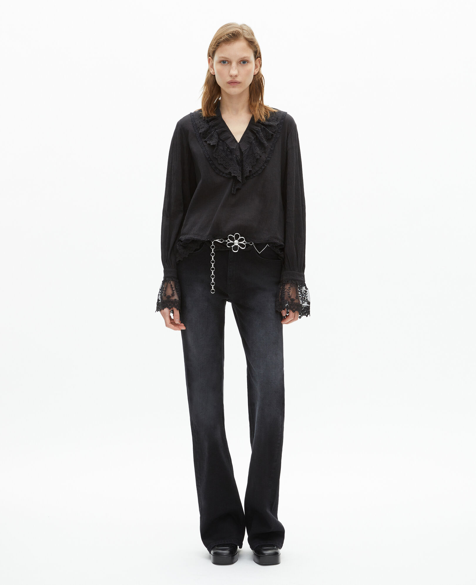 The Kooples WOMEN BLACK black guipure lace top