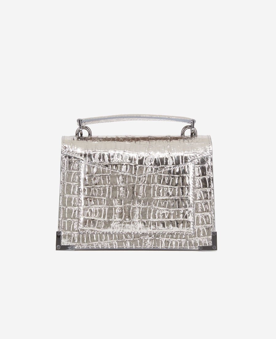 The Kooples WOMEN ANTIC SILVER emily small crocodile effect silver leather bag