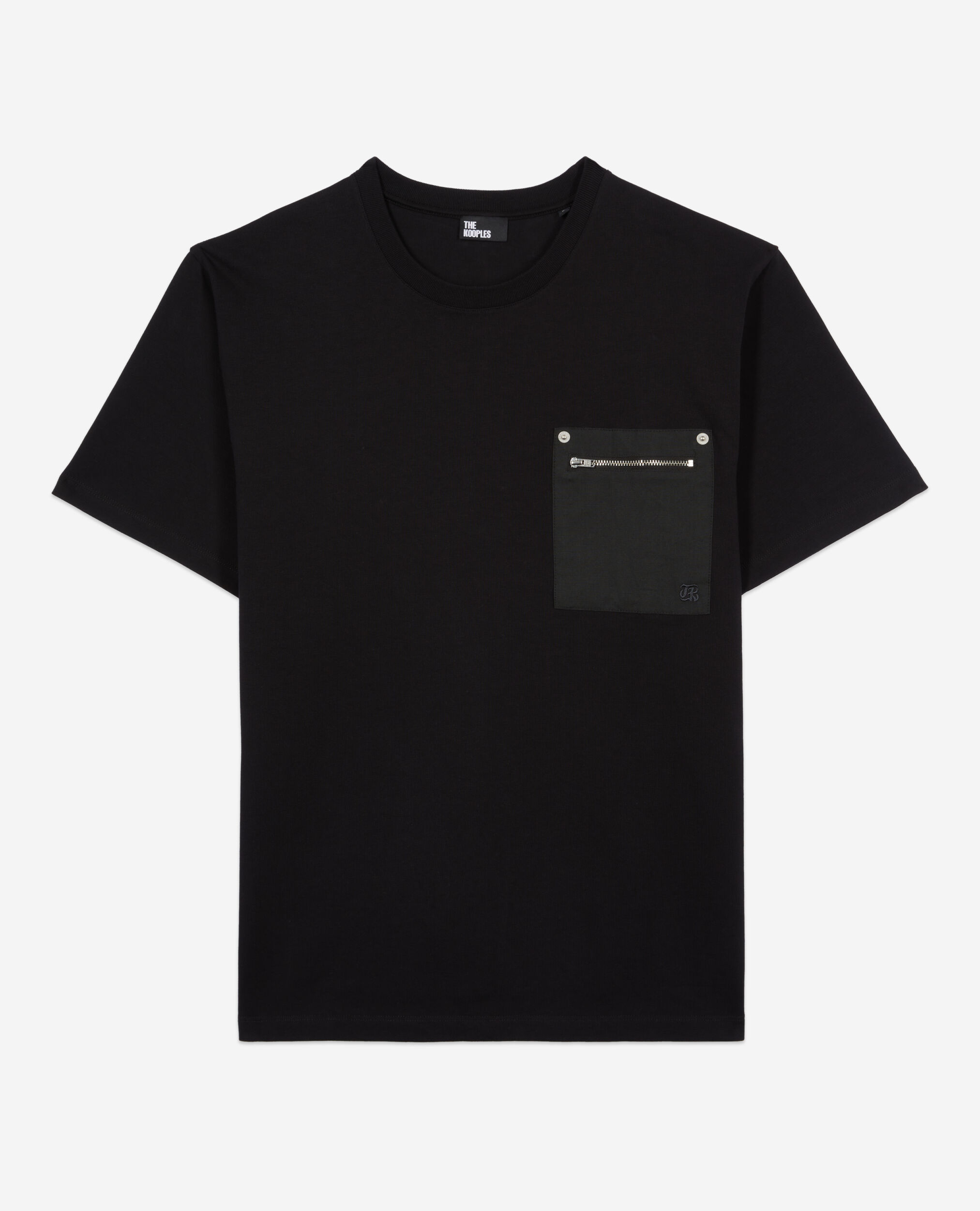 Schwarzes T-Shirt mit Reißverschlusstasche, BLACK, hi-res image number null