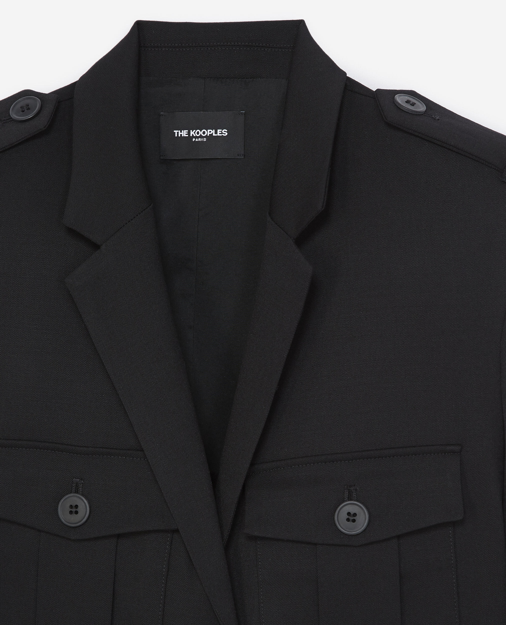 Cropped black jacket with breast pockets, BLACK, hi-res image number null