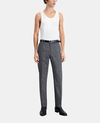 The Kooples HOMME BLACK-ECRU pantalon de costume noir en laine &agrave; micro motifs