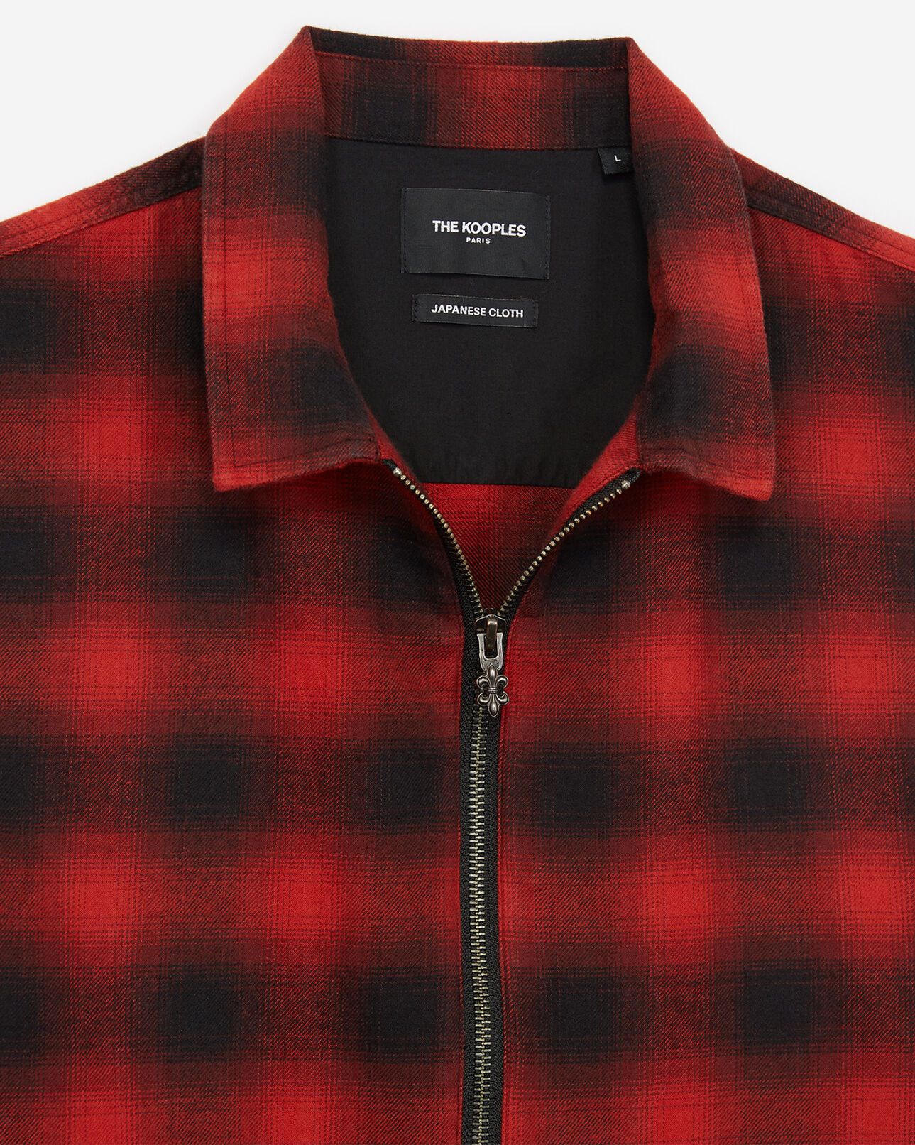 The Kooples HOMME RED / BLACK chemise à carreaux rouges et noirs zippée