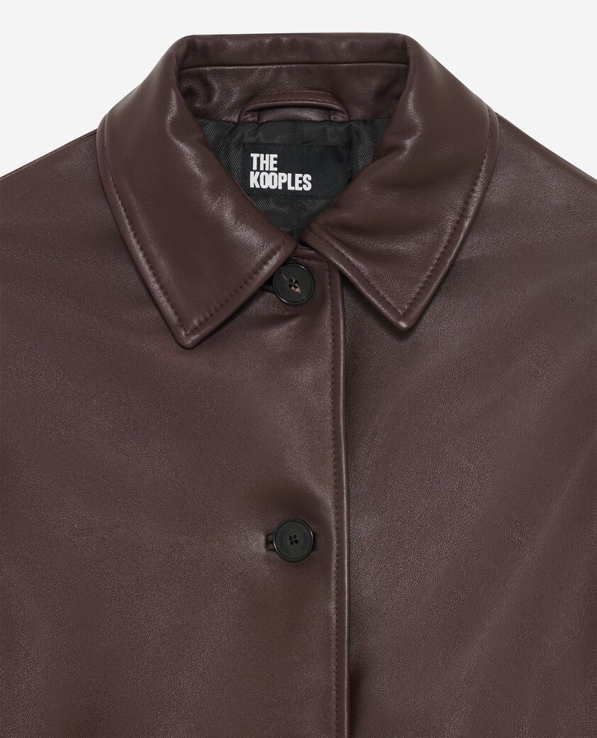 The Kooples FEMME WINE RED manteau long en cuir bordeaux