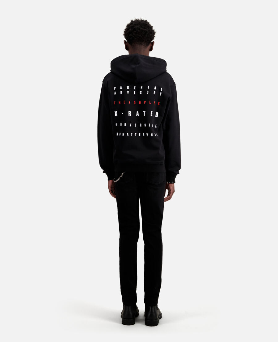 sweatshirt à capuche noir avec sérigraphie x rated