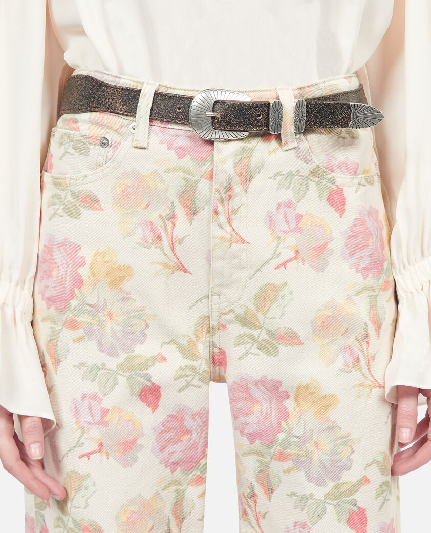 The Kooples WOMEN BROWN thin brown leather belt